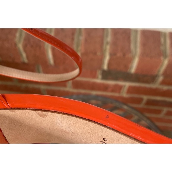 Kate Spade Flamenco Bow Patent Leather Ankle Strap Sandals in Dried Apricot 6.5B - Picture 13 of 16